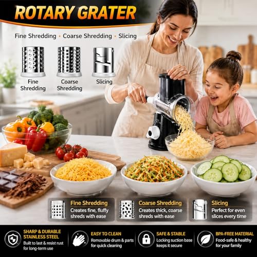 Rotary Cheese Grater with Handle