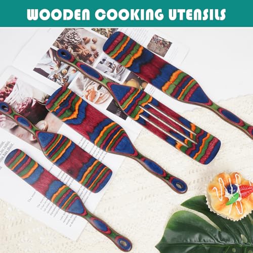 Spurtle Set Wooden Utensils for Cooking (5-Pcs Pakkawood)