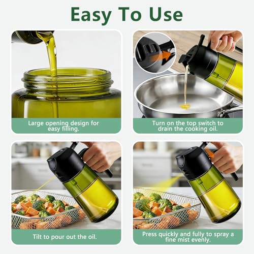 Olive Oil Sprayer & Dispenser Bottle for Cooking (Black)