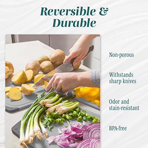 Cutting Boards for Kitchen (15.4"L x 11.1"W / Gray on Gray)