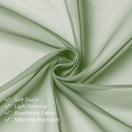 Sage Green Sheer Curtains 84 Inches Long 2 Panels Set (Sage Green / 40"W x 84"L (Pack of 2))