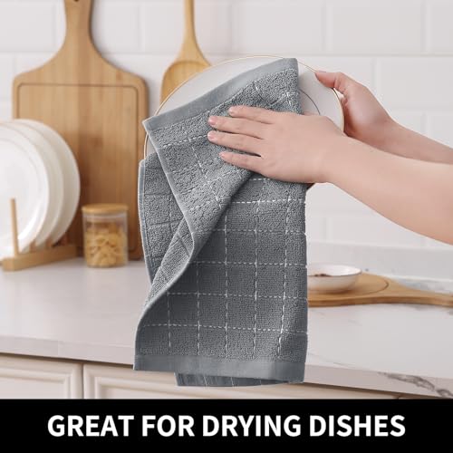 100% Cotton Terry Kitchen Dish Cloths (Grey / 12 X 12 - 6 Pack)
