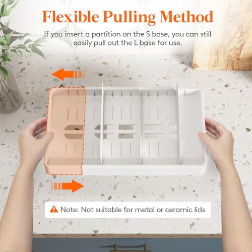 Kitchen Cabinet Organizer for Food Contanier Lid with 9 Sections (White / Extra Large(13-24" x 9.6"))