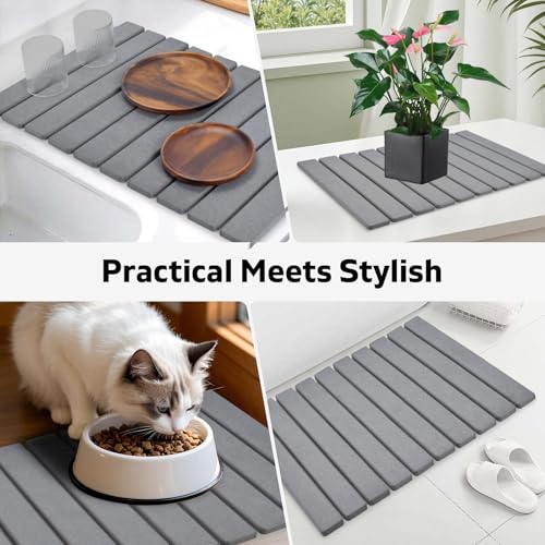 Large Stone Dish Drying Mats for Kitchen Counter (Gray / 24" x 16")