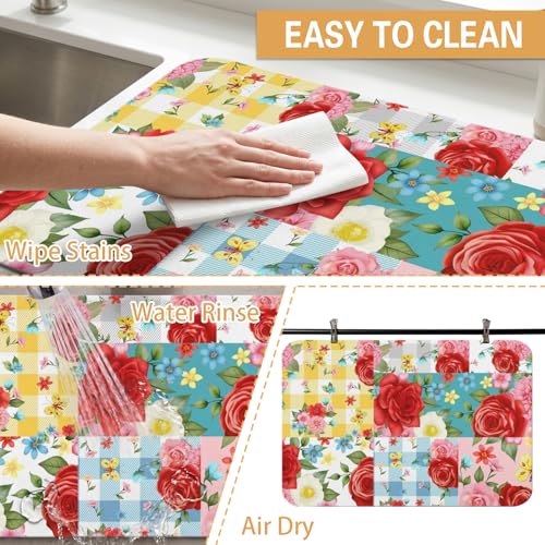 Kitchen Countertop Dish Drying Mat (Flower-2-1 / 23" x 15")