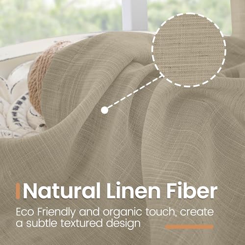 90 Inches Long Camel Linen Curtains for Living Room (Camel / 52"W x 90"L (Pack of 2))