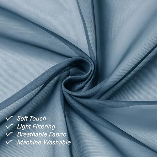 Dusty Blue Sheer Curtains 96 Inches Long 2 Panels (Dusty Blue / 42"W x 96"L (Pack of 2))