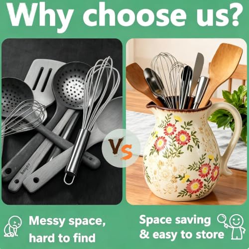 Farmhouse Ceramic Utensil Holder (daisy)
