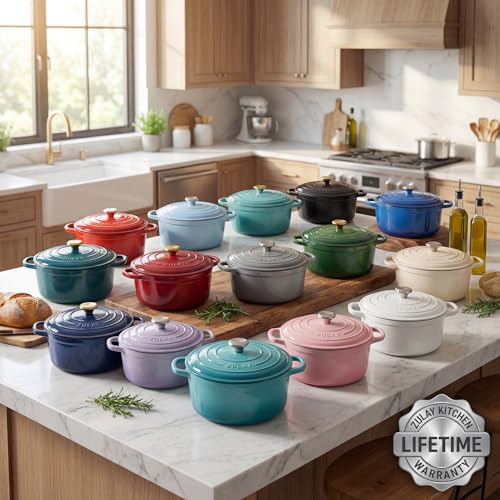 7.7 Quart Enameled Cast Iron Dutch Oven Pot with Lid (Pink / 7.7 Quart)