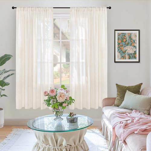 Ivory Linen Curtains 72 Inches Long for Living Room (Ivory / 52"W x 72"L (Pack of 2))