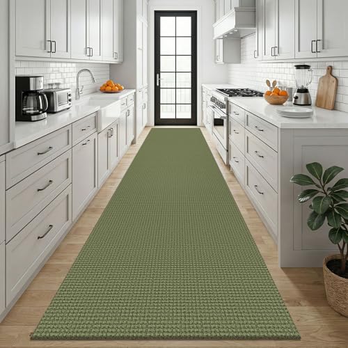 Cotton 3x12 Runners Rugs for Hallway (Olive Green/Earthy Green / 3' x 12' (Runner))