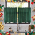 Solid Sheer Rod Pocket Curtain Voile Draperies 2 Panels White Beige Black Ivory Grey 26 Inch Width 30 Inch Long 1 Pair for Kitchen Bedroom Children Living Room Yard (Foliage Green / 26"W x 30"L (Pack of 2))