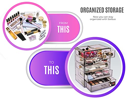 6 Drawer Makeup Organizer with Small & Wide Drawers (Purple / 4 Large, 2 Small Drawers)