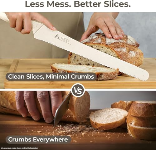 Bread Knife for Homemade Bread (Creamy White)