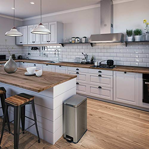 8 Gallon Kitchen Trash Can with Slim Fit Design (Silver / Solid)
