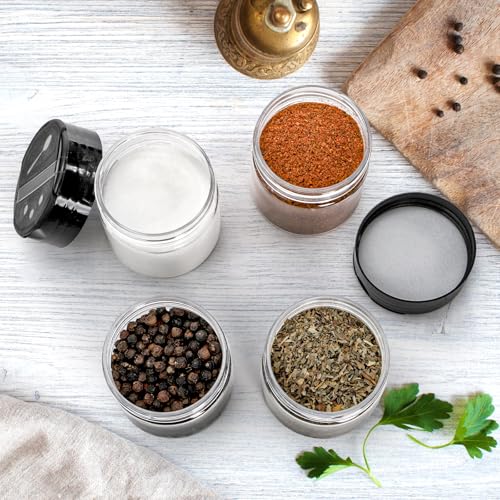 30 Pack Clear Plastic Jars 4 oz Mini Seasoning Bottles Spice Jars with Black Flip Cap to Pour Or Shaker
