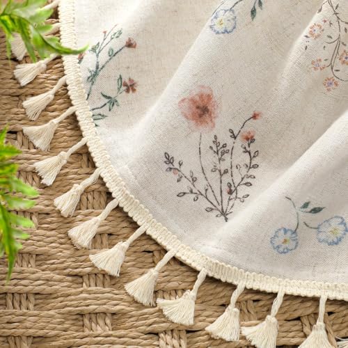Boho Floral 100% Blackout Curtains 90 Inch 2 Panels Linen Texture (Blackout Vintage Florals / 52"W x 90"L (Pack of 2))