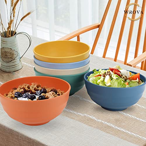 Wheat Straw Bowls Set 60 OZ Unbreakable Large Cereal Set of 6 (60 oz / Yellow,Orange,Blue,Green,Beige,Navy Blue)