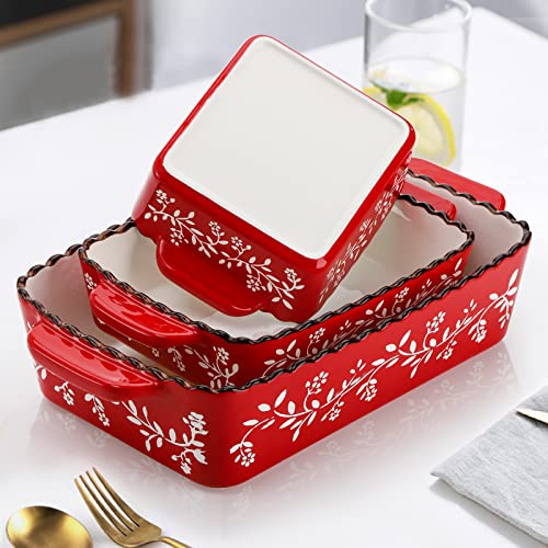 3 Pack Ceramic Bakeware Set (Red)