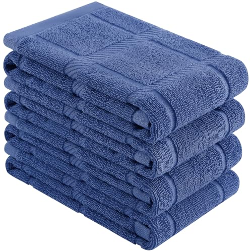 100% Cotton Kitchen Towels 18"x28" (Navy Blue / 18 x 28 - 4 Pack)