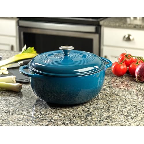 Enameled Cast Iron Round Dutch Oven (Turquoise)