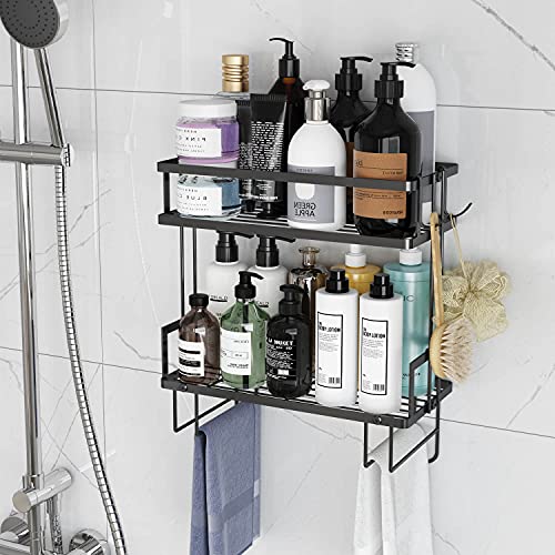 2 Tier Over Toilet Storage Shelf (Black / 2-Tier)