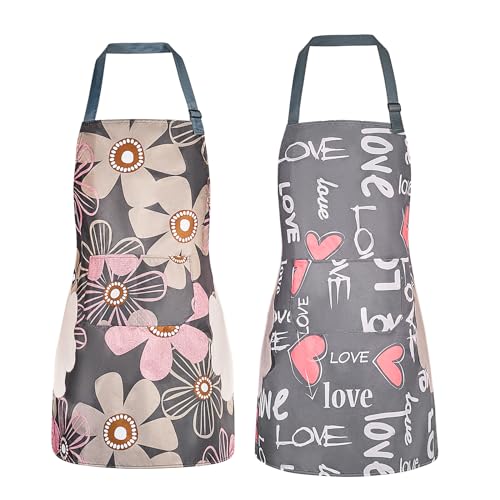 2 Pack Floral Aprons with Pocket (2pack #B)