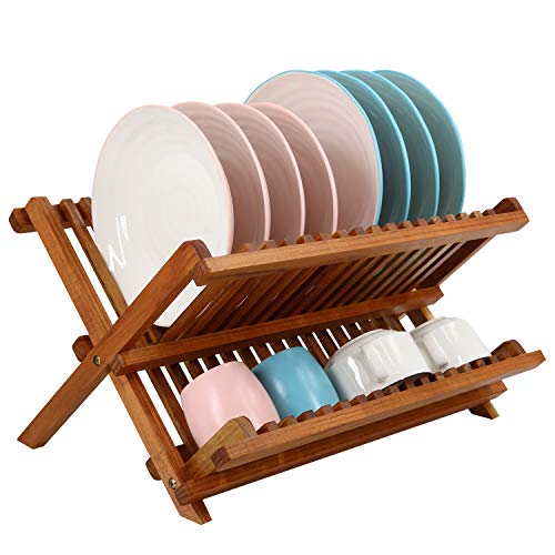 Teak Wood Dish Drying Rack (2 Tier-Compact)