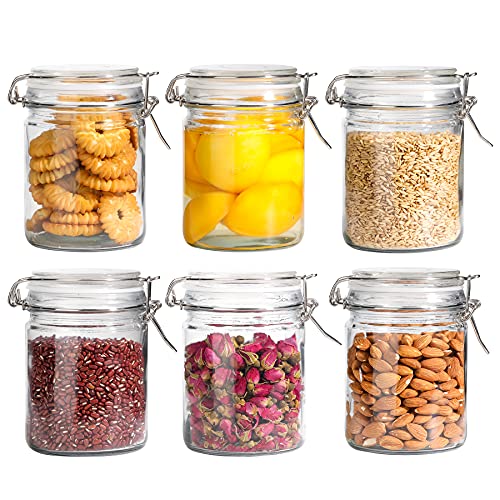 25 oz Glass Jars with Airtight Lids 6 Pack Pantry Coffee Canisters (25 fl oz x 6)