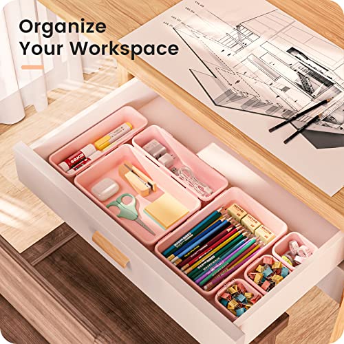 Tool Box Organizer Tray Divider Set Drawer Organizer (5 Size / Pink)