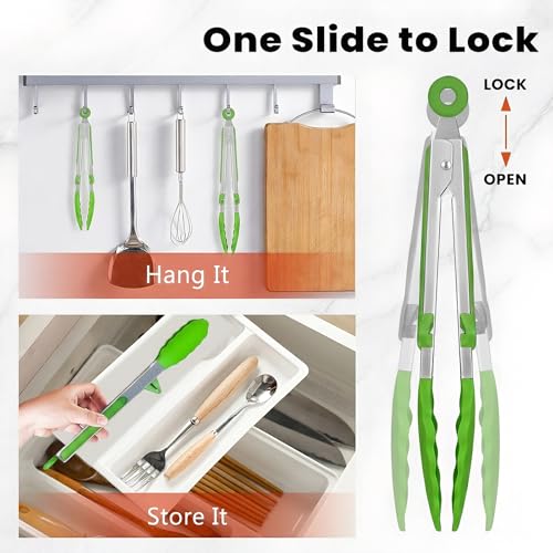 Kitchen Cooking Tongs Set (Green)