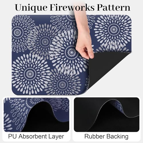 Dish Drying Mat Absorbent Kitchen Counter Mat Rubber Backing Draining Mat (Blue / 16" x 24")