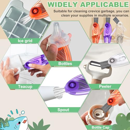 4 in 1 Cup Lid Cleaning Brush (White, Purple, Orange(3 Pcs))