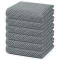 100% Cotton Waffle Weave Kitchen Dish Towels 6 (Grey / 13 X 28 - 6 Pack)