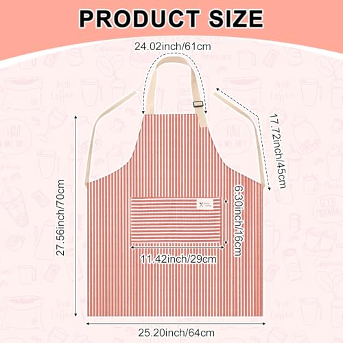 24 Pcs Aprons for Women Men with 2 Pockets Linen Cooking Kitchen Apron Adjustable Bib Chef Apron Bulk Aprons Unisex (Red/Blue / Thin Stripes)