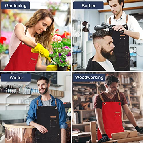 Chef Apron Men Women (Black, 6 Pack)