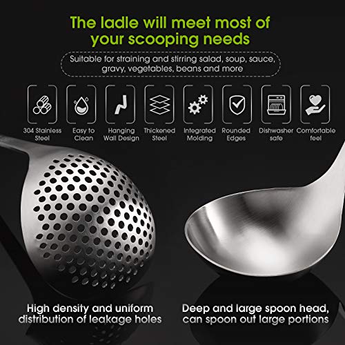 4 Pcs Hot Pot Slotted Ladle Set Stainless Steel (Silver)