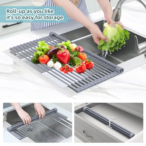 Dish Drying Rack Over The Sink (Gray / 20.5"W x 13.1"L)