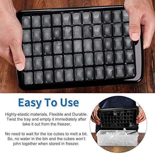 Ice Cube Tray with Lid And Bin for Freezer (Black)