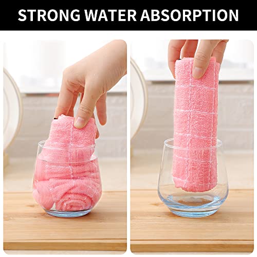 100% Cotton Terry Kitchen Dish Cloths (Pink / 12 X 12 - 6 Pack)