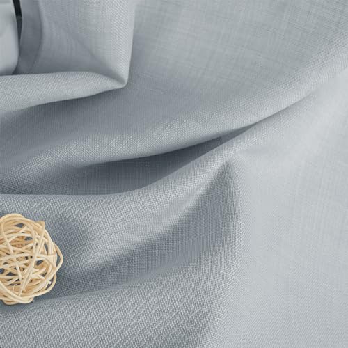 Haze Blue Linen Curtains 84 Inch Length for Living Room 2 Panels (52"W x 84"L (Pack of 2) / Silver Grommet-haze Blue)