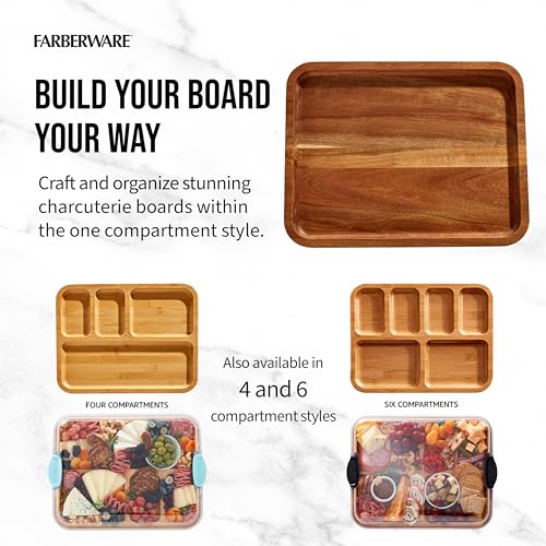 11 x 14 Inch Acacia Cutting Board with Locking Lid (White / Rectangle)