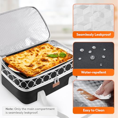 Insulated Double Decker Casserole Carrier (Black / 15.7 x 11.4 x 8.3inch)