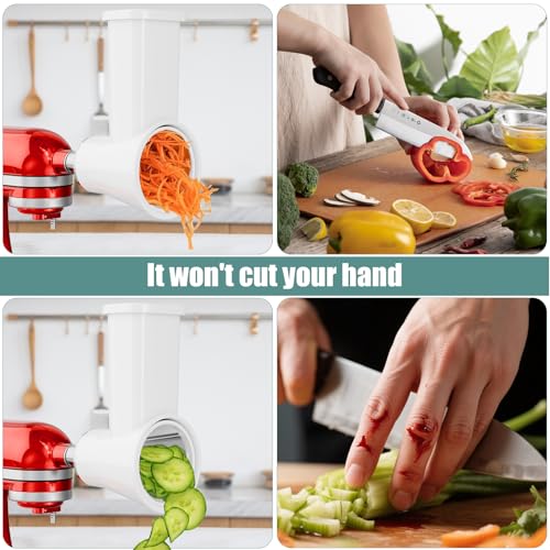 Slicer Shredder Attachment for KitchenAid Stand Mixer (White)