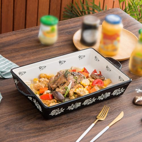 Casserole Dish Baking Dish Ceramic Lasagna Pan Bakeware Sets Baking Dishes 13x9 Baking Dish (Black)