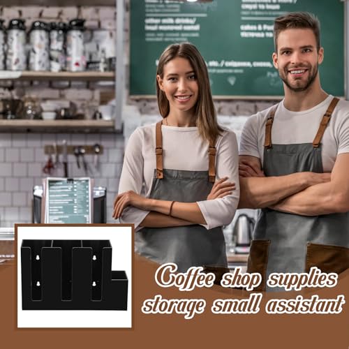 4 Compartments Acrylic Coffee Cup and Lid Holder (Black)