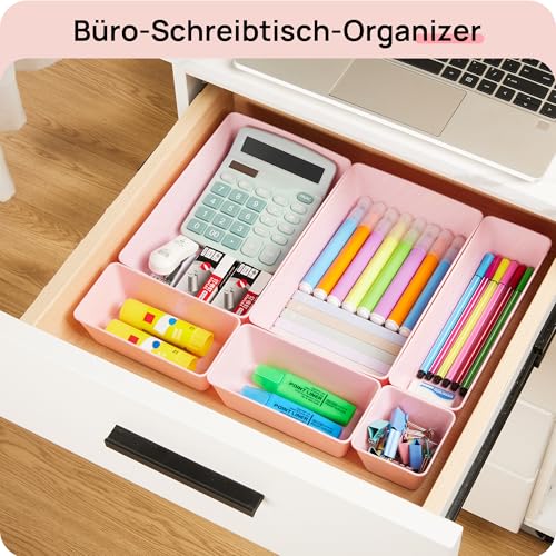25 Pack Plastic Drawer Organizers with Non (Pink)