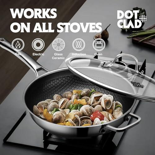 Wok pan Hybrid 12 inch Wok with Lid (Stainless Steel / 12 Inch)