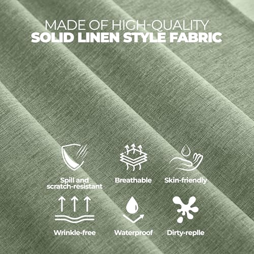 Faux Linen Square Tablecloth for Dining Room (Sage Green / 70" x 70" (Square))