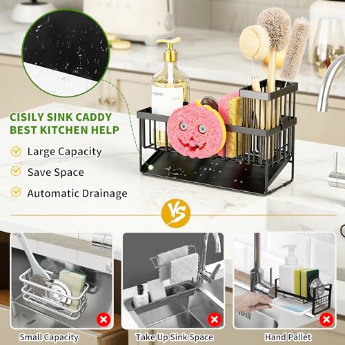 Sponge Holder for Kitchen Sink (9.25in / Matte Black)